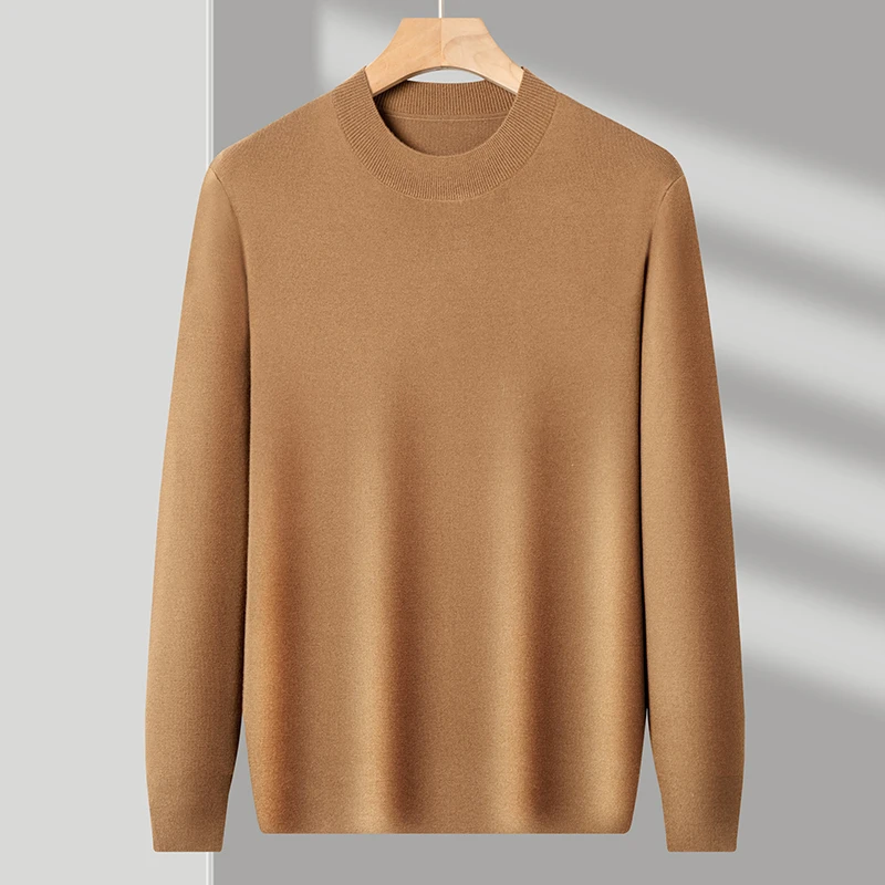 Мужские повседневные топы из овечьей шерсти с ложным воротником и длинным