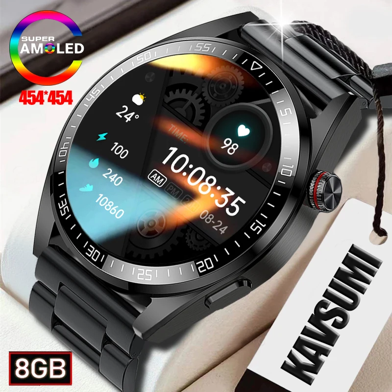 

Новые повседневные Смарт-часы AMOLED, всегда отображают время, Bluetooth, звонки, Смарт-часы, мужские музыкальные часы для Huawei TWS, наушники, часы