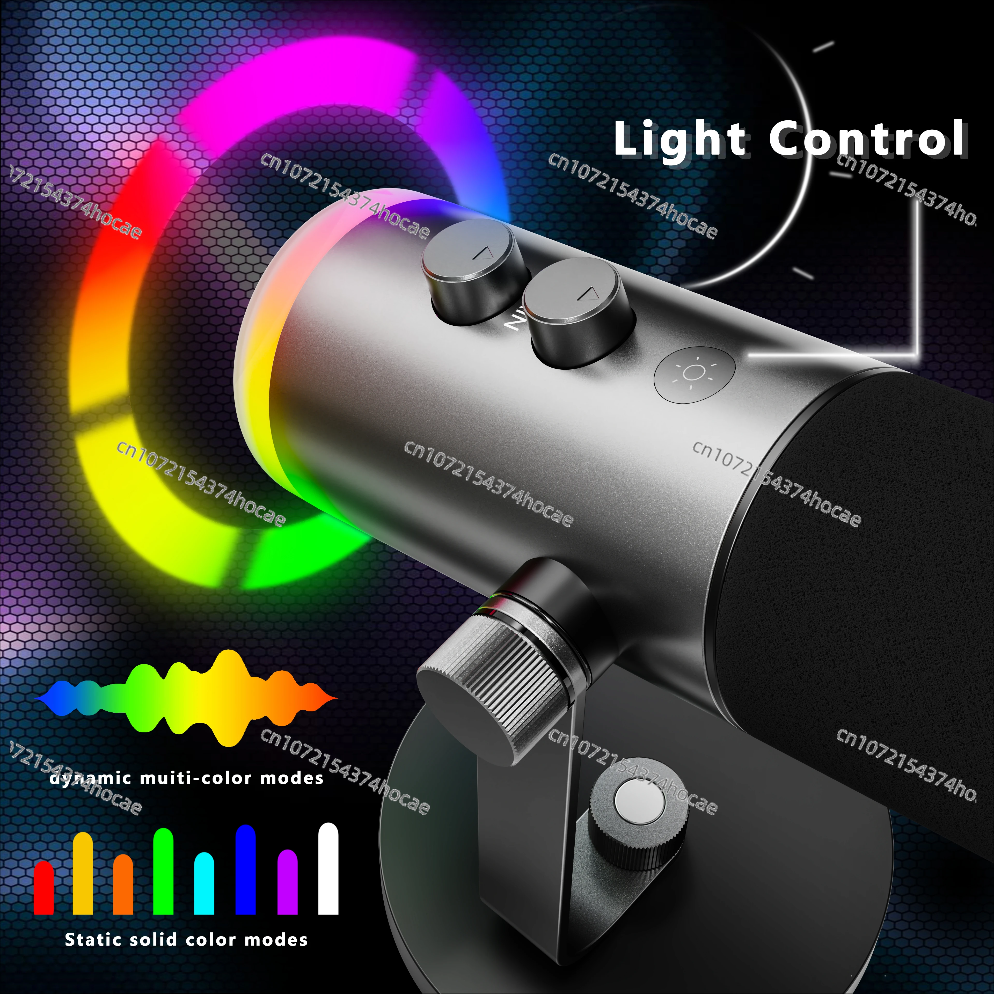 Фото Динамический игровой микрофон для подкастов с управлением RGB для профессиональных устройств №4