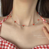 coconal women new kpop summer sweet cherry choker transparent beads charm necklace fruit party jewelry gift