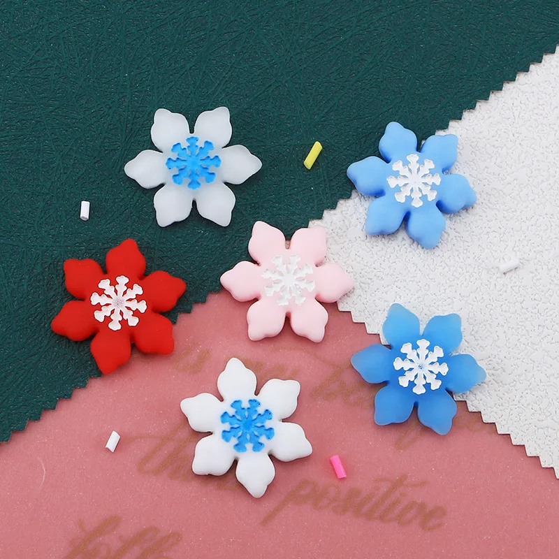 

20Pcs New Snowflake Christmas Series Resin Figurine Crafts Flatback Cabochon Ornament Jewelry Making Hairwear Accessories