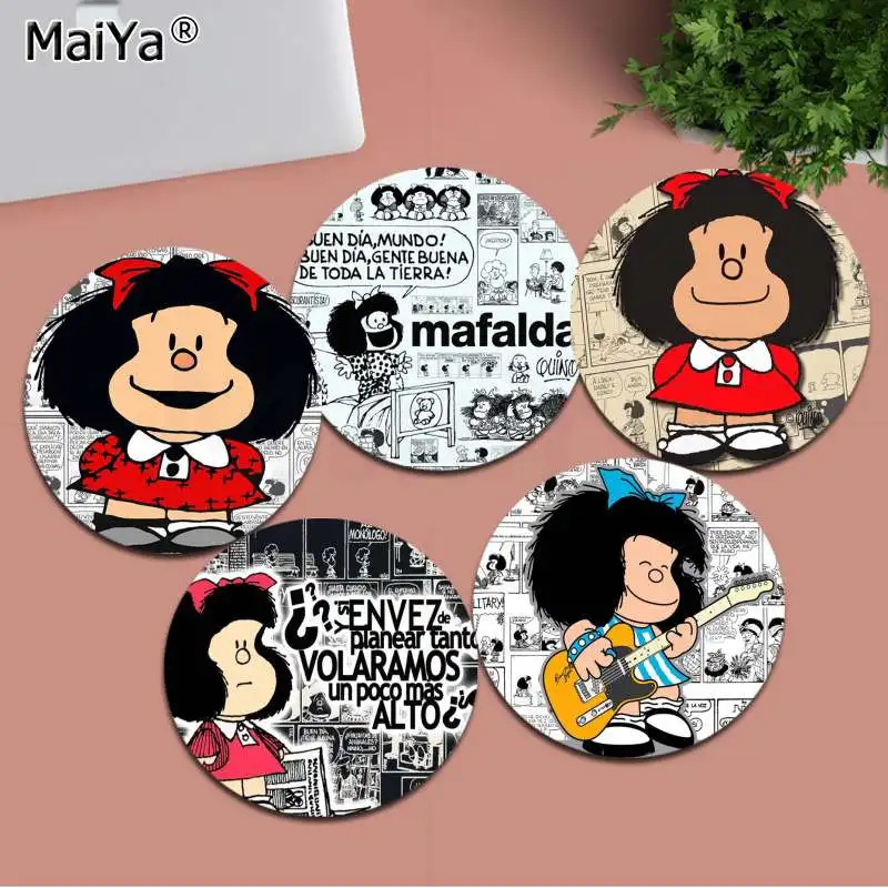 

MaiYa New Design Cartoon Mafalda Customized laptop Gaming round mouse pad gaming Mousepad Rug For PC Laptop Notebook