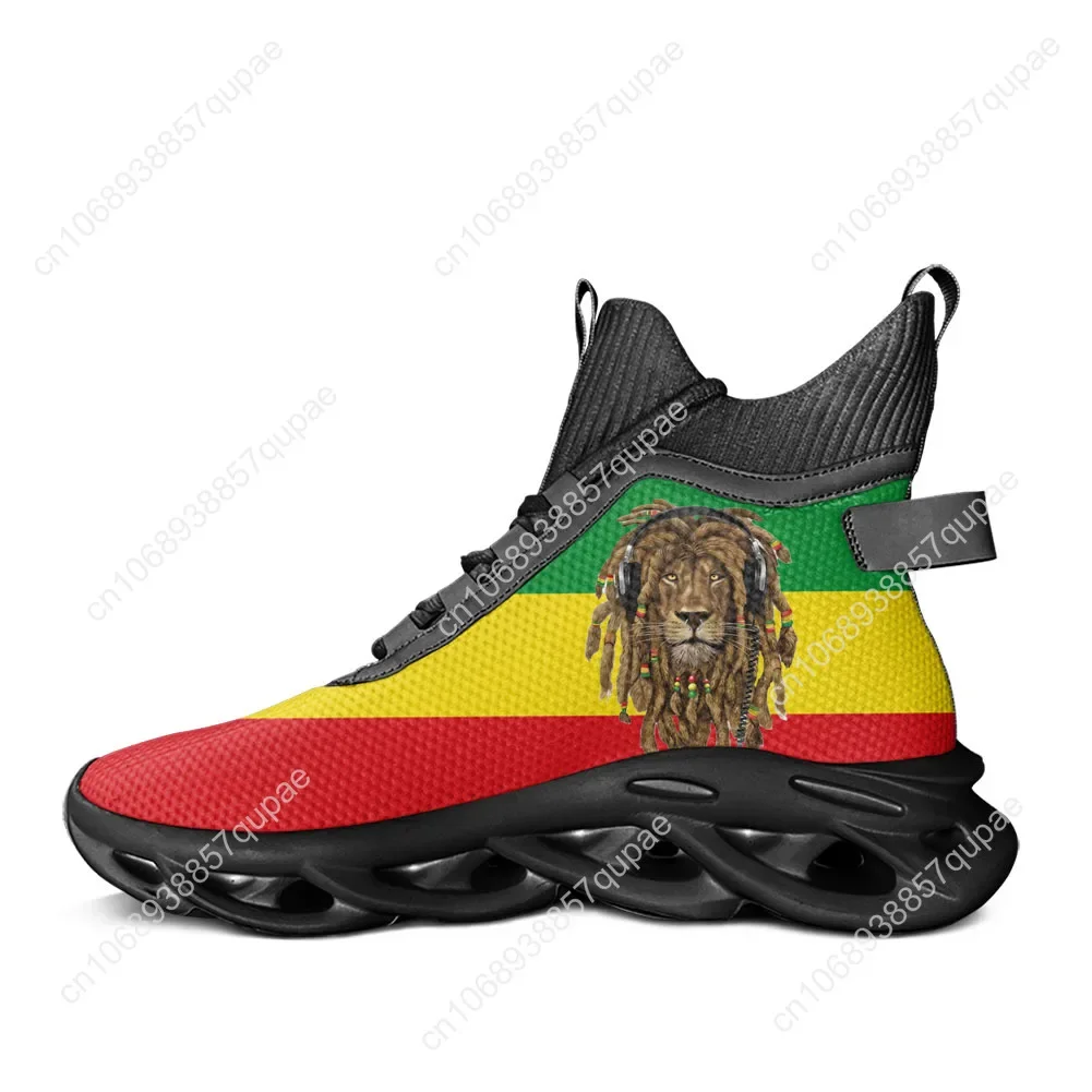 Фото Высокие кроссовки на плоской подошве Reggae Rastafari Rasta Lion Of Judah, мужские и женские подростковые туфли, повседневные легкие альпинистские кроссовки №3