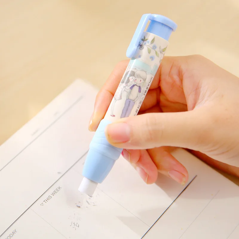 

2022 New Creative Cute Cartoon Student Pressing Hand-pressed Eraser Portable Automatic Erasers Korean Stationery Prizes for Kid