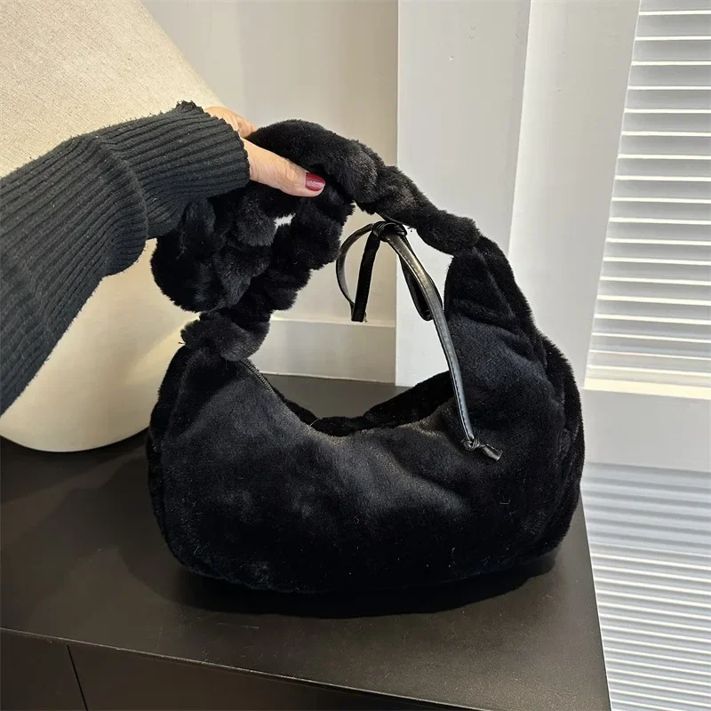 Сумка кросс-боди на завязках новинка плюшевая модная плиссированная сумка через