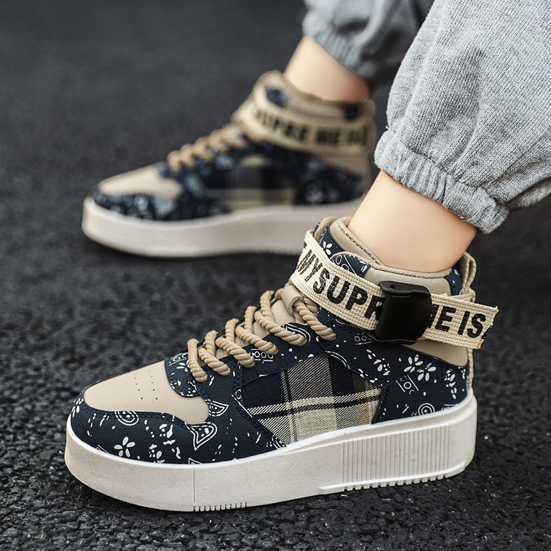 Brand Kids Sport Tennis Shoes Boys High Top Street Basketball Shoes Children Lighweight Soft Bottom Running Shoes Sport Shoes