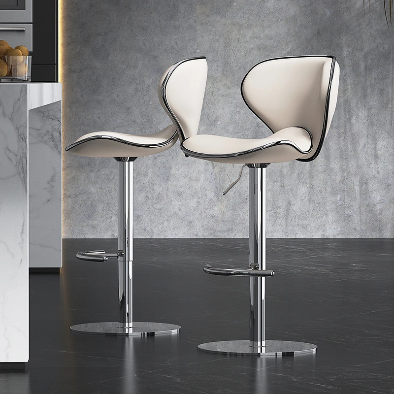 

Modern Luxury Stainless Steel Bar Chairs High Simple Lift Swivel Bar Chair Backrest Taburetes De Cocinas Living Room Furniture