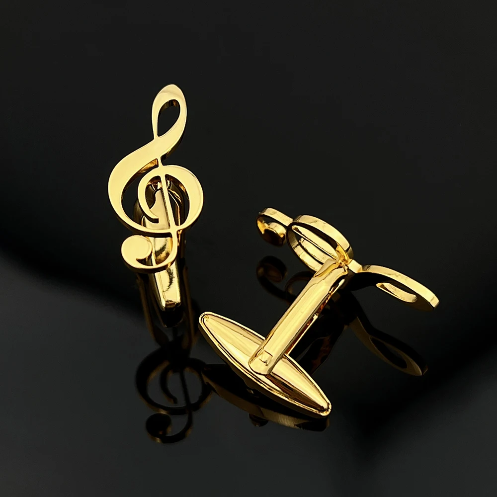Notes Scales Treble G Clef Cufflinks for Mens Stainless Steel Fashion Jewelry Wedding Concert Gifts Suit Gold Clasp Clips Groom