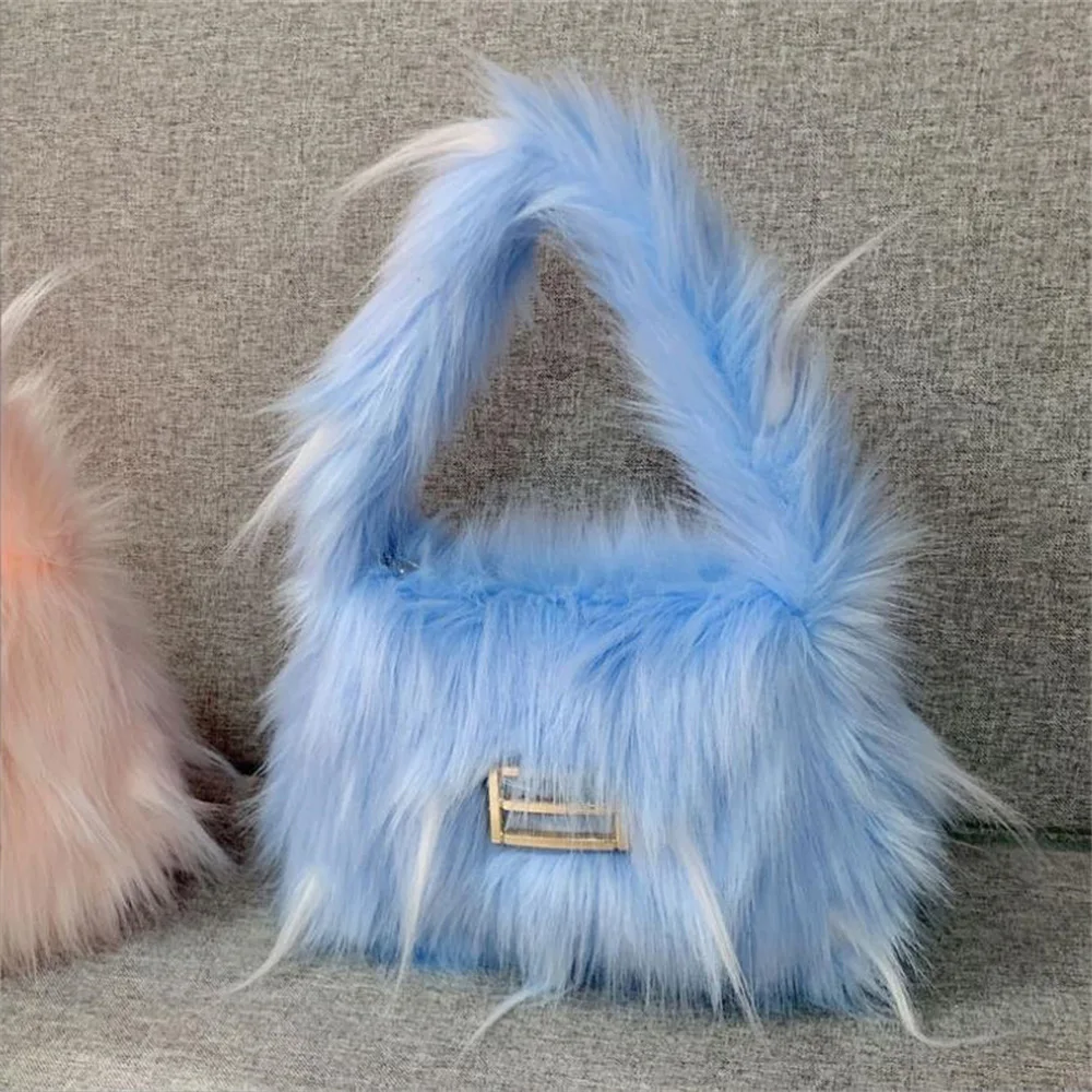 Autumn Winter Popular Handbags Retro Candy Color Niche Plush Bag Women New Trend High-quality Texture Plush Underarm Handbags