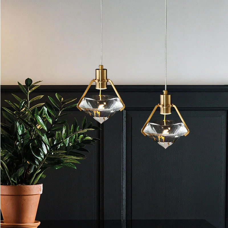 

K9 Crystal Luxury LED Pendant Light Postmodern Bedroom Bedside Simple Hanging Lamp Restaurant Bar Single Head Luxury Fixtures