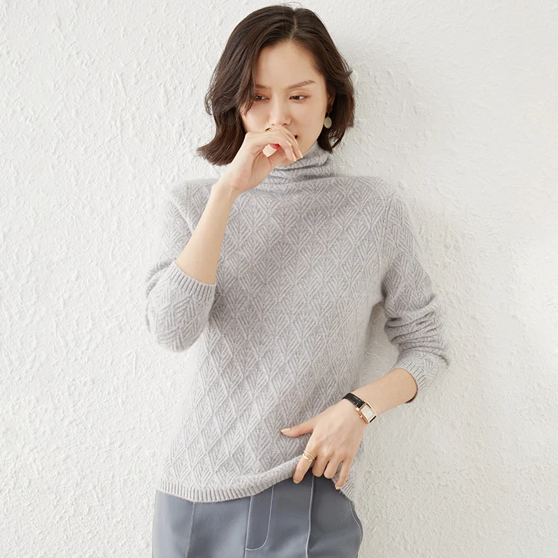 

High Neck Sweater Women's Autumn and Winter Solid Pullover Undercoat New Loose Versatile Heap Neck Long Sleeve Knitwear
