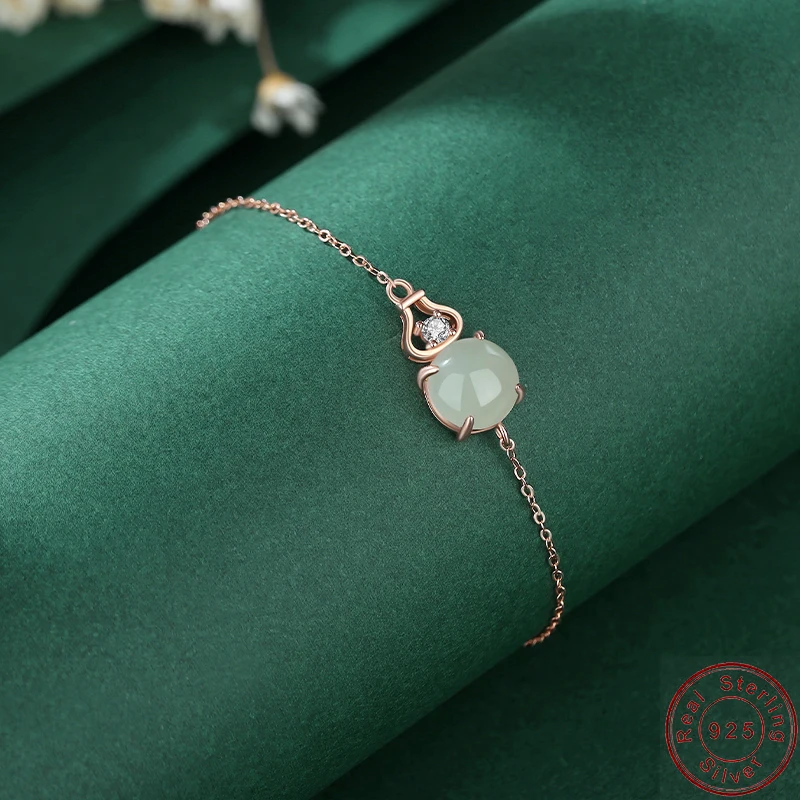 

Fine European S925 Sterling Silver AAA CZ Gourd Bracelet Chain For Women Birthday Jewelry Gift+box