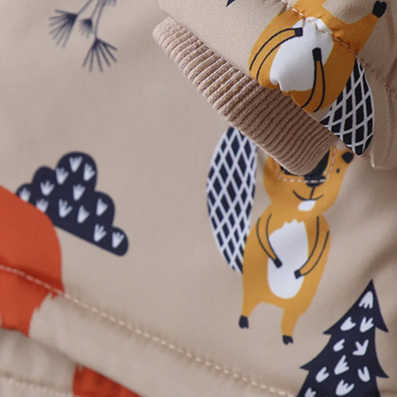 Детское пальто IYEAL детская одежда с принтом животных теплая бархатная