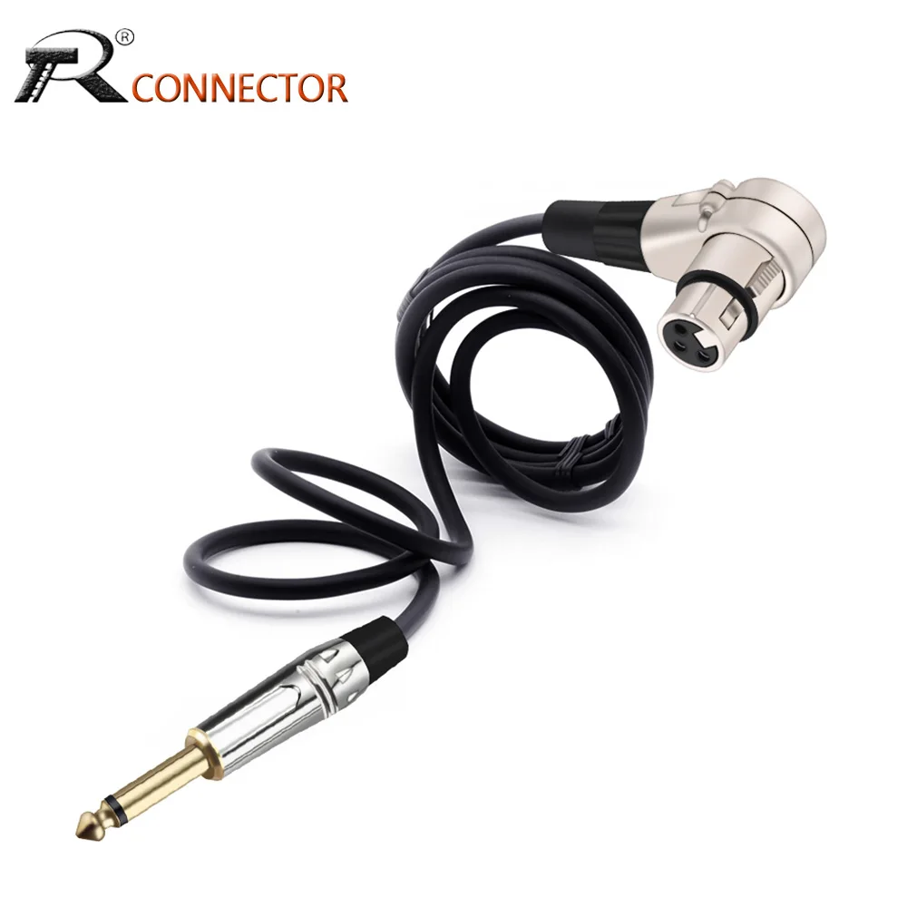 

3 контакта 6,35 мм моно XLR разъем головы 90 градусов Прямоугольный штекер-гнездо для Micphone разъем аудио кабель изогнутый многонаправленный