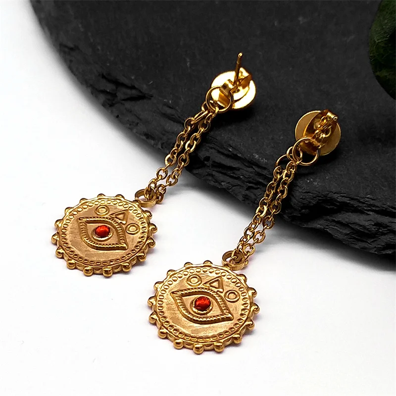 

Vintage Stainless Steel Charm Eye Drop Earring for Women Turkey Evil Eye Long Stud Earrings Trendy Fashion Jewelry Gifts Bijoux