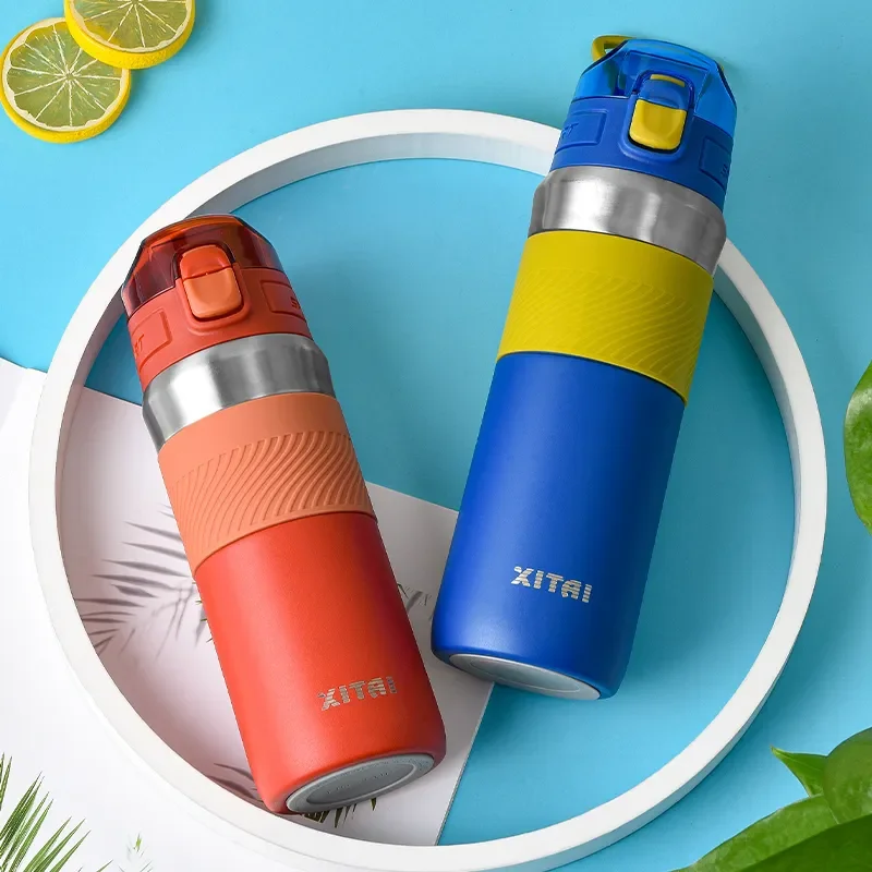 

2023 600ml Double Stainless Steel Sport Thermos Mug With Straw Portable Vacuum Flask Travel Thermal Water Bottle Thermocup The