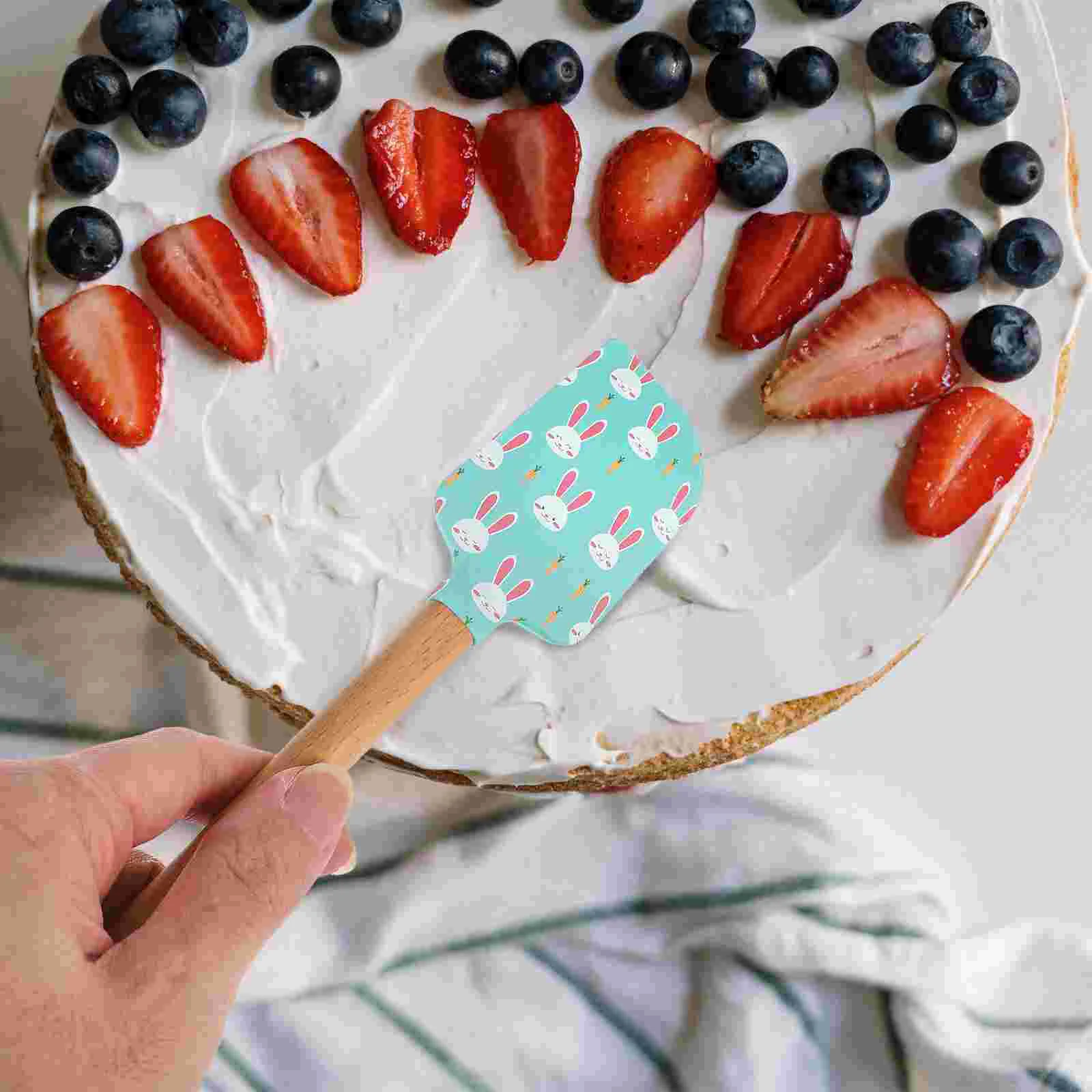 

Spatula Silicone Scraper Cake Spatulas Kitchen Decorating Baking Cream Stirring Scrapers Jar Bunny Icing Tools Rubberwood Easter