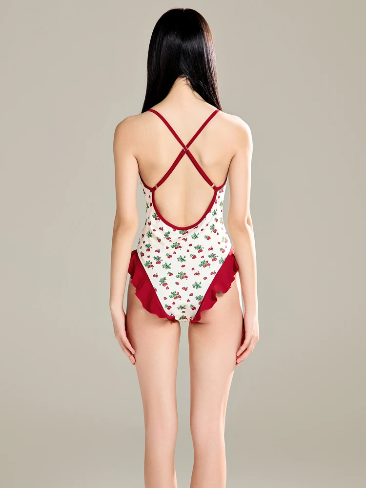 Rose Story Liu Yifei Same Купальник Красный Ретро Высококачественный Pure Desire Wind Цельный