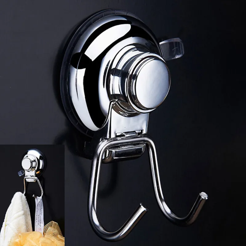 

Stainless Steel Removable Vacuum Suction Cup Swivel Double Wall Hook Bathroom Kitchen Holder Hanger For Towel Robe IC602853