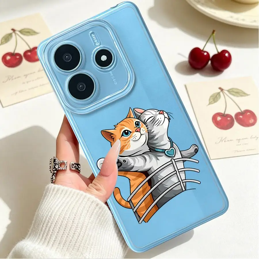 Фото Мягкий чехол для телефона Xiaomi Redmi Note 15 Pro 12S 10S 9 10 11S Note 13 Note14 Note11 12 13C A4 A7 14C Uple Romantic Cat №5