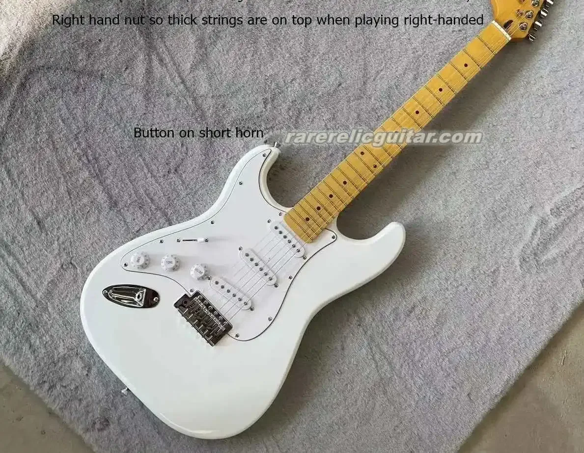 Электрогитара Jimi цвета слоновой кости для левой руки кленовый гриф и в горошек