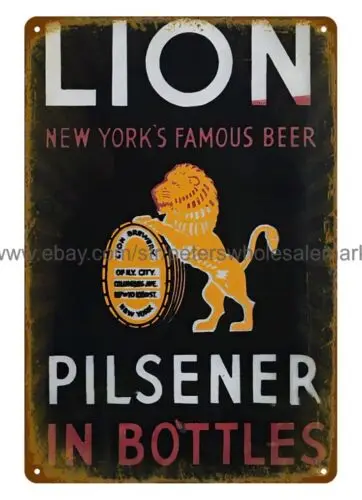 Металлическая жестяная вывеска LION PILSNER BEER коллекционные кофейни металлическое