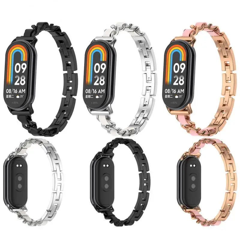 

Ремешок для браслета Mi Band 8, металлический браслет для Xiaomi Mi Smart Band 8, Сменные аксессуары из цинкового сплава