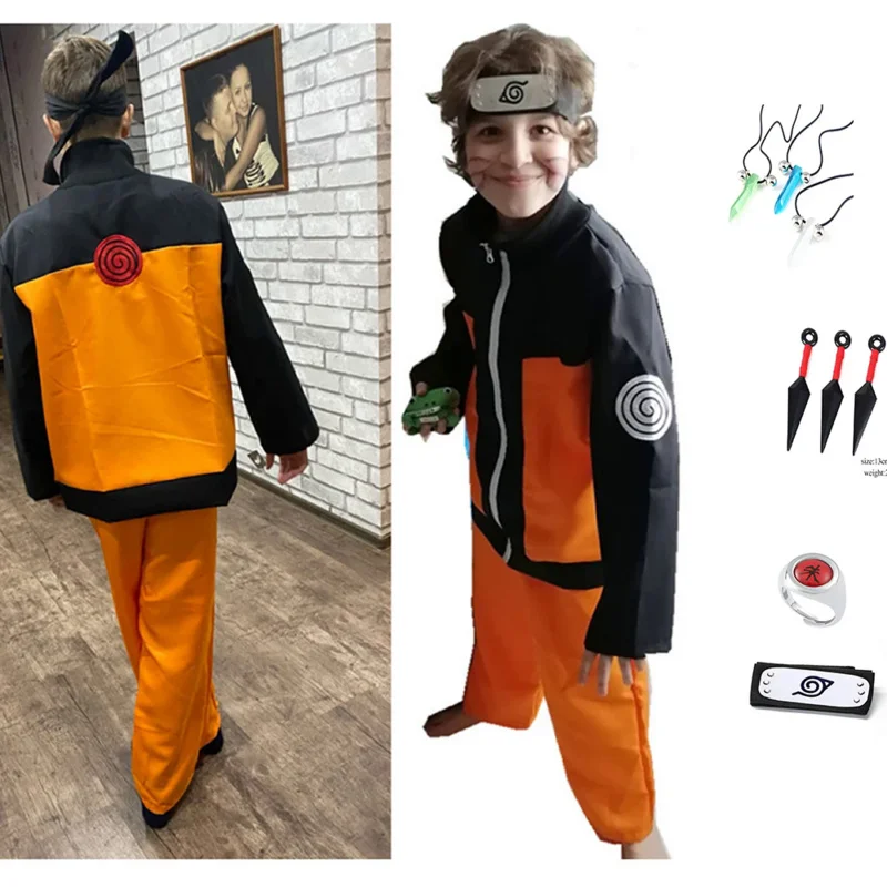 

Children Adult Anime Uzumaki Cosplay Ninja Costume Performance Clothes Japanese Cartoon Uniform Halloween Costume
