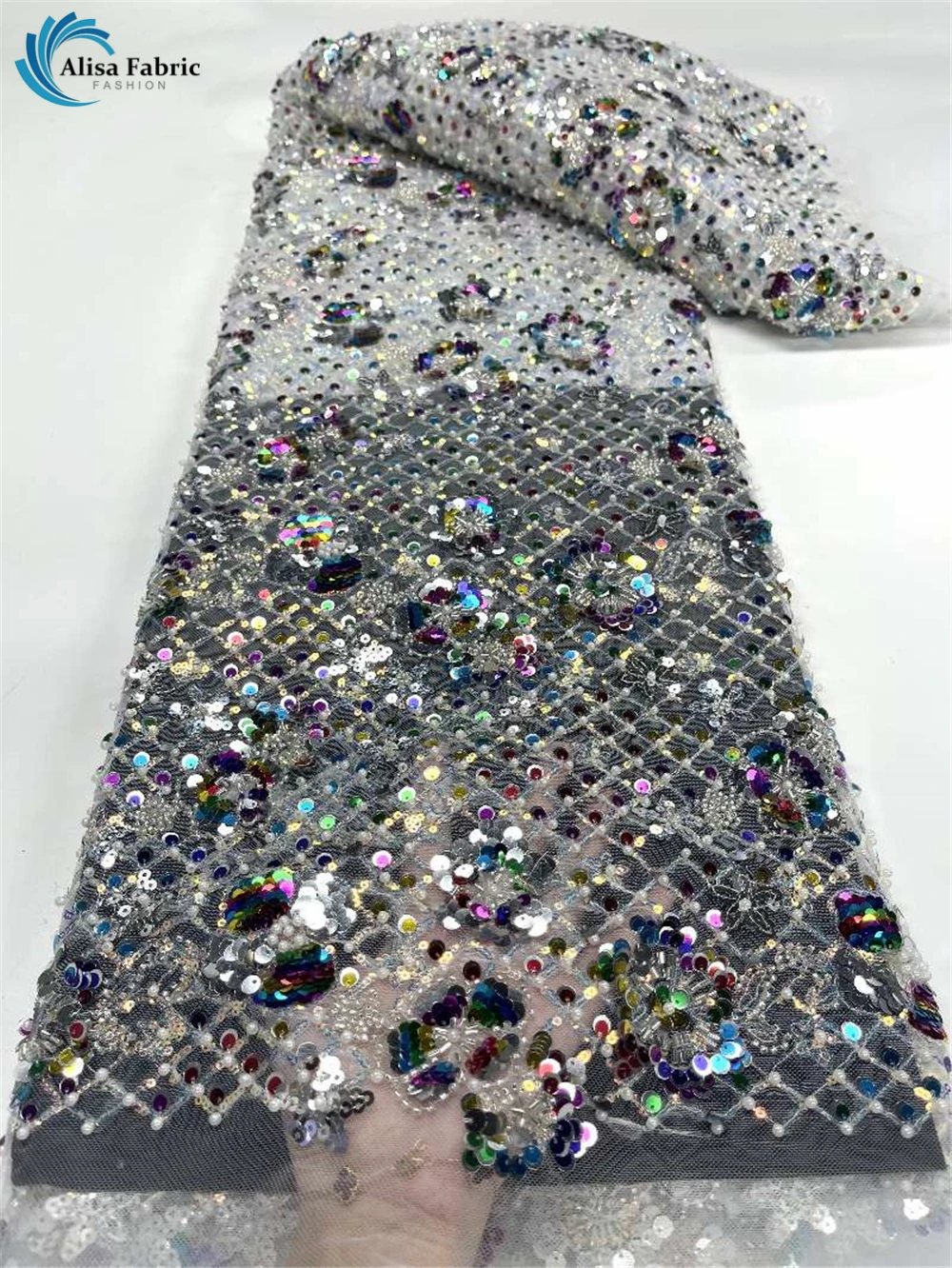 

Handmade Heavy Beaded Lace Fabric Wedding Sequence Pearl and Stoned Lace Fabric 5 Yards Luxury Beads Lace For Sewing