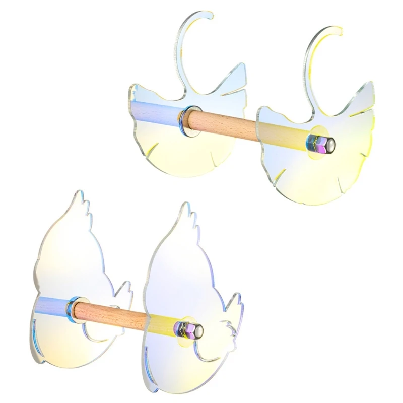 

K1MF Wooden Bird Perch Mirror Bird Perch Stand Parrot Platform Desktop- Accessories Bird Swing Branch Perch Rod Stand