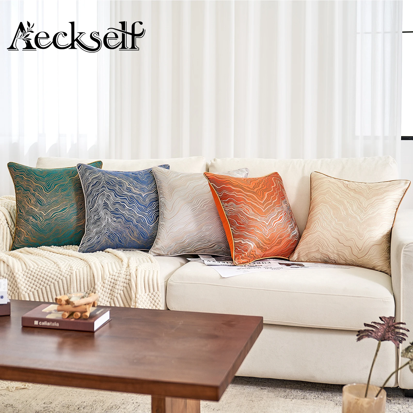 Современная Подушка Aeckself для домашнего декора роскошная подушка в полоску с