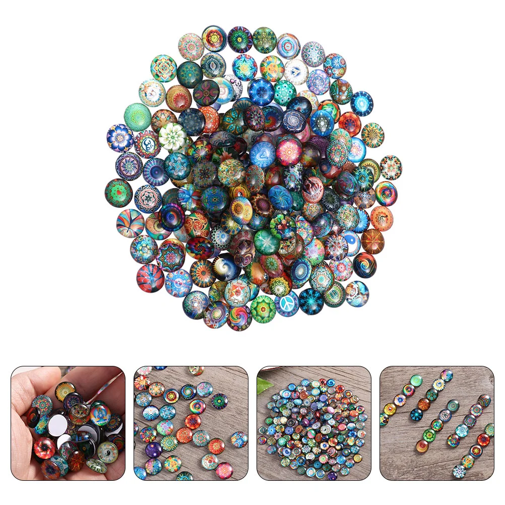 

50 шт. круглая стеклянная Цветочная плитка, крышка времени, бисер, плоские задней части, украшение, полукруглые драгоценные камни