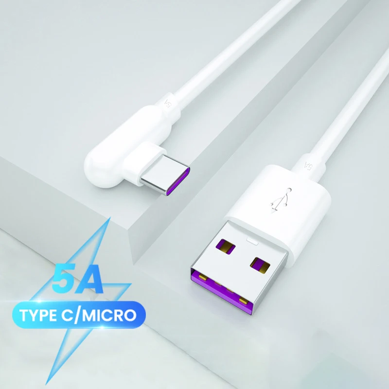 

Кабель для быстрой зарядки Micro USB Type-C, 90 градусов