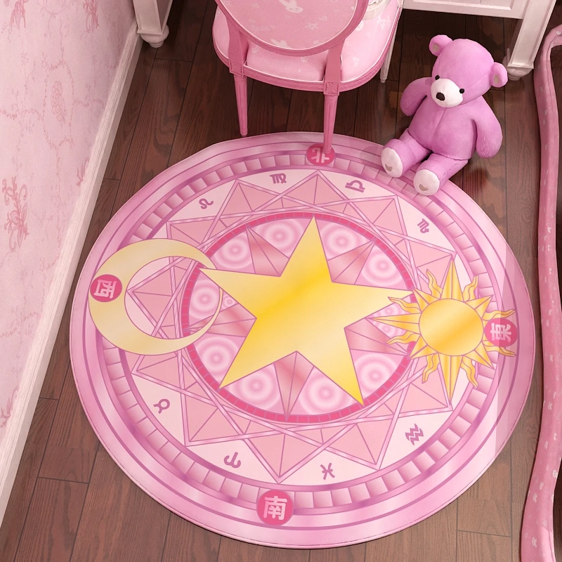 

Розовый Аниме Сакура девочка круглый ковер для спальни нескользящий ковер в фотокомнате Ковер Дверной Коврик для душевой комнаты украшение для дома