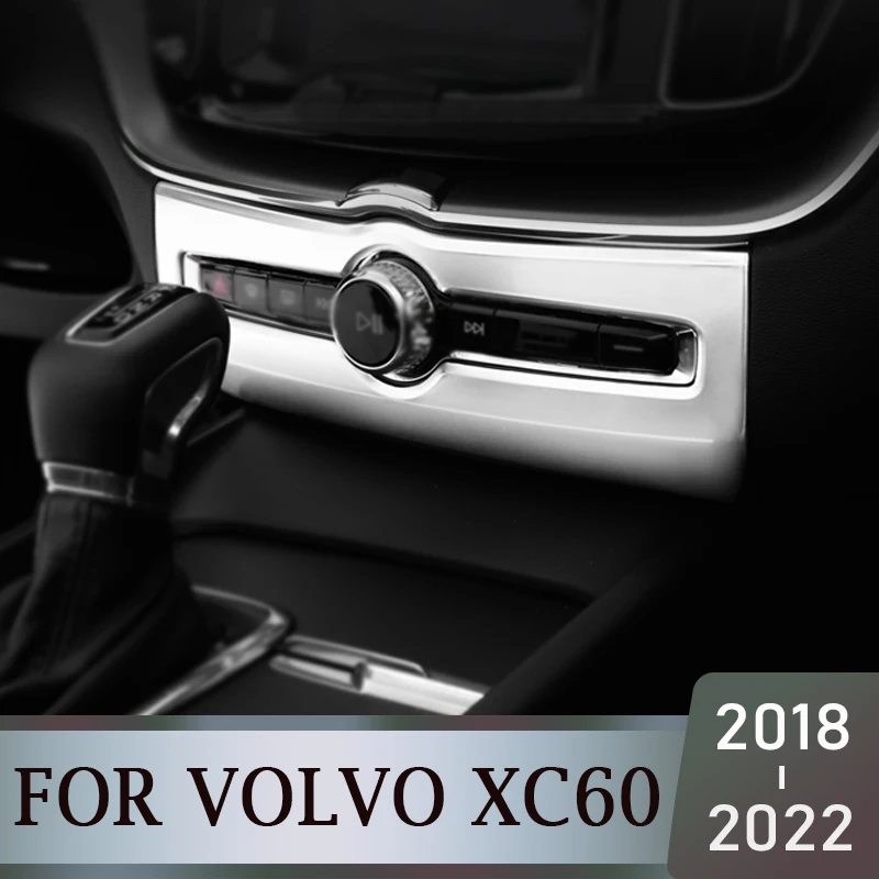 

For Volvo XC60 2018 2019 2020 Stainless Steel Car Central Control Audio Adjustment Knob Decoration Frame Cover Trim Accessories