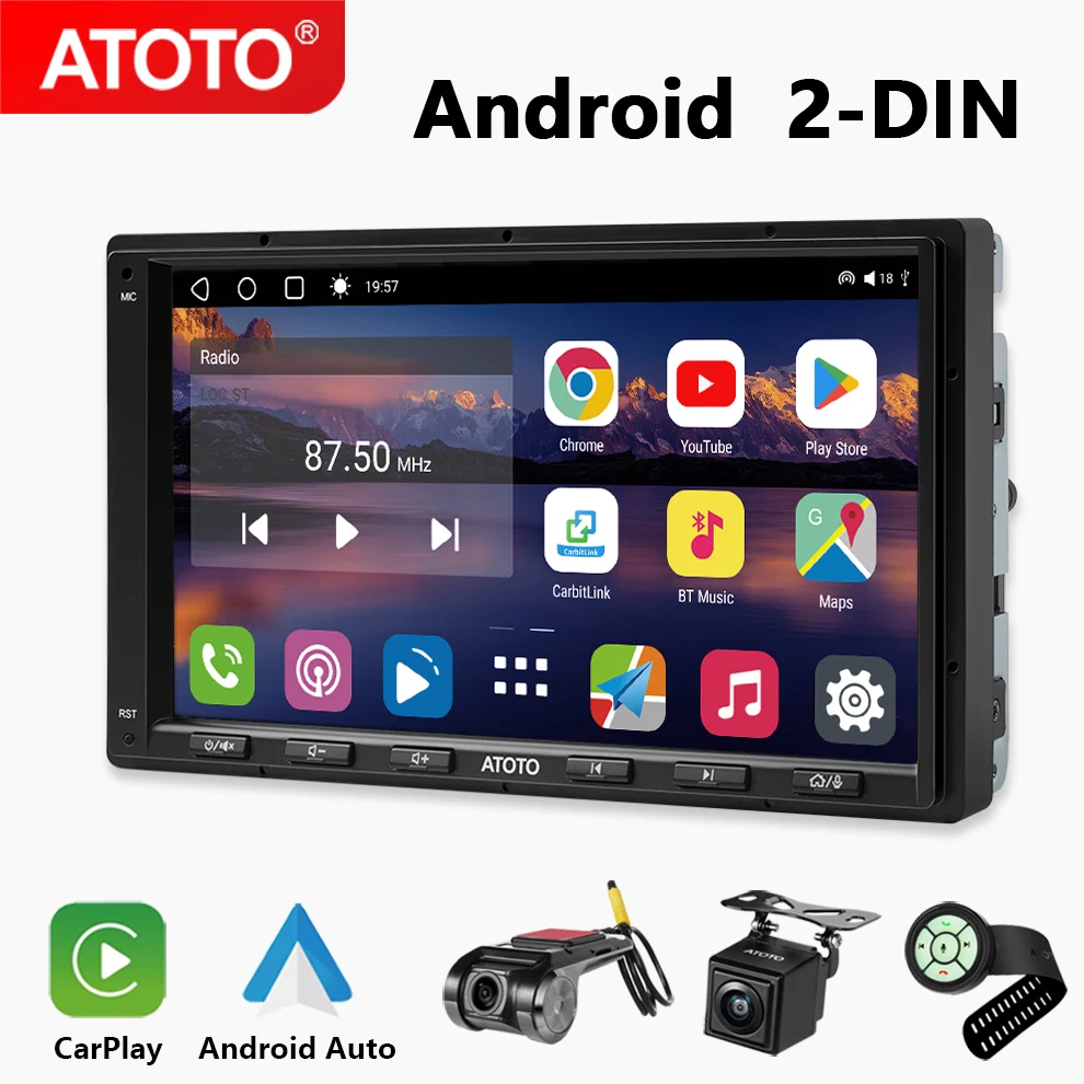 

ATOTO Universal 7 inch 2 DIN Car Radio Multimedia Player Wireless Carplay Screen Android Auto Display Car Stereo GPS Bluetooth