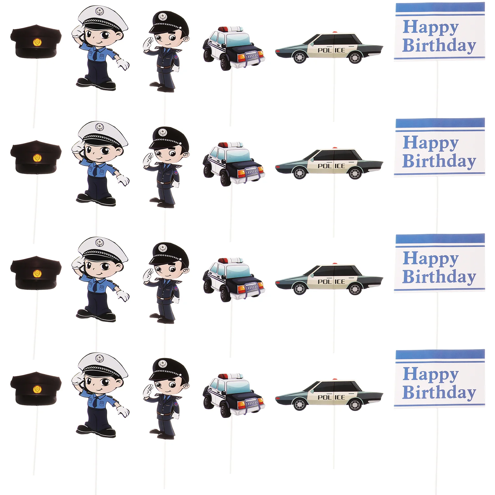 

Police Birthday Cupcake Car Hat Party Boy Dessert Toothpick Pick Supplies Sign Decorations Toppers Policeman Decoration