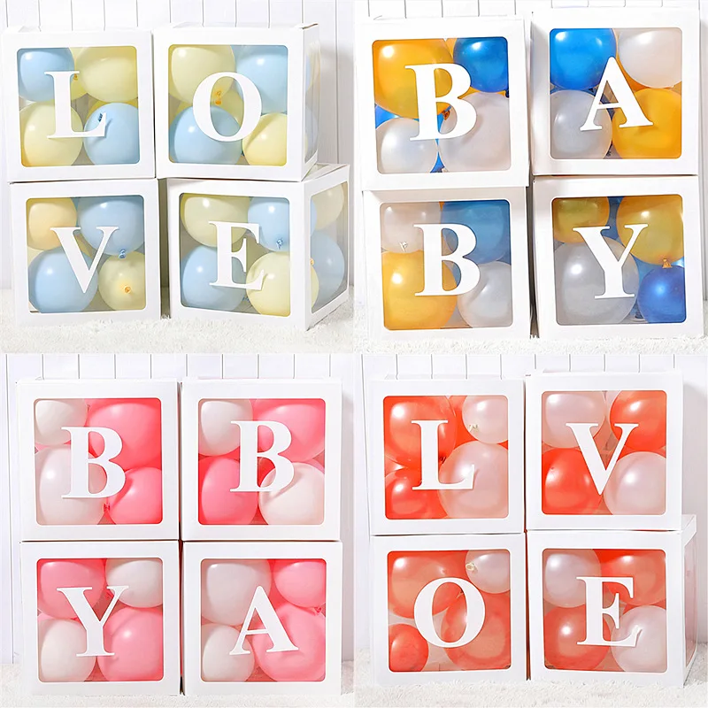 Wedding Party White Balloon Box 26 Letters A-Z Baby Shower Decoration Love Engagement Bachelorette Party Hen Party Decor Balloon