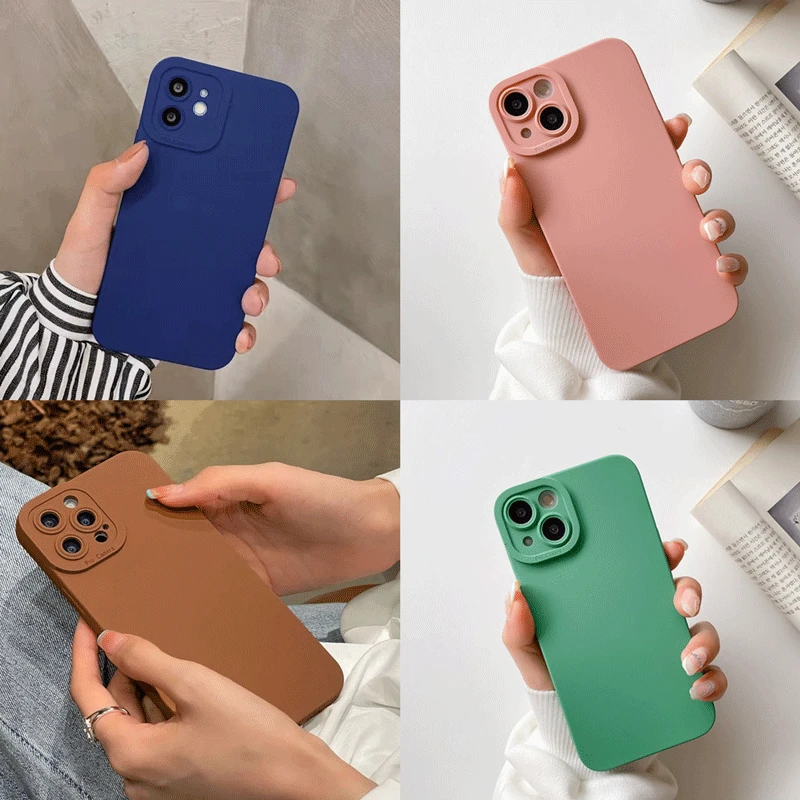 

Premium Liquid Silicone Phone Case for Samsung A10S A02S A21S M52 Candy Color Full Lens Protector Soft Back Case for A32 A22 A71