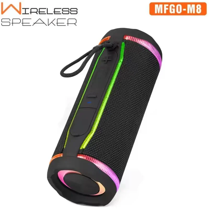 Portable Outdoor Wireless Bluetooth Speaker Hifi Music Stereo Woofer Bass TWS RGB Light Waterproof Fabric Speakers FM USB TF AUX