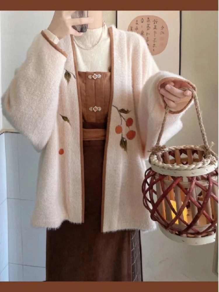 2022 Y2k эстетичный японский кавайный кардиган свитер с вышивкой осень Харадзюку