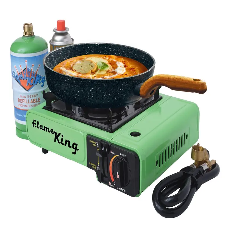 

Deluxe Multi-Fuel Camping Stove Burner with Portable Carry Case, Perfect for Butane or Propane Gas.