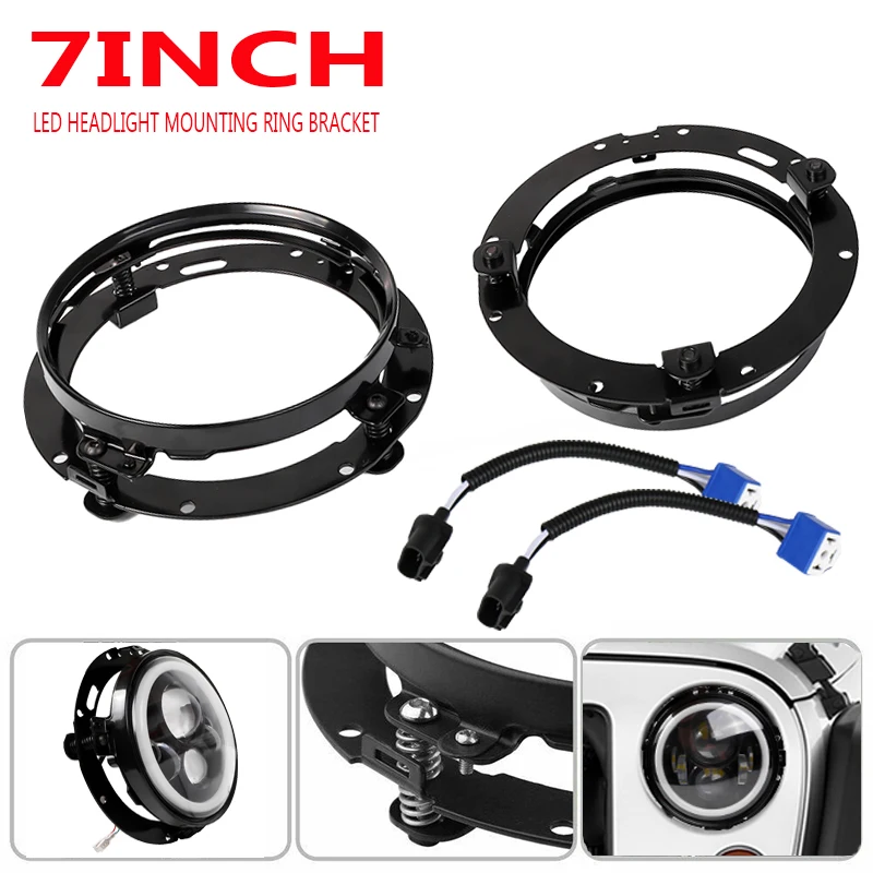 

7 Inch Mounting Bracket For LED Headlight Round Ring Headlight mount Lamp Holder Brackets With Cable For Jeep Wrangler JK TJ