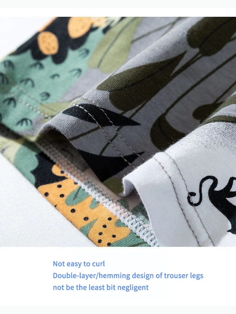 4Pcs/Lot Men's Underwear Cotton Boyshort Breathable Youth Sexy Print Personality Boxers Shorts.