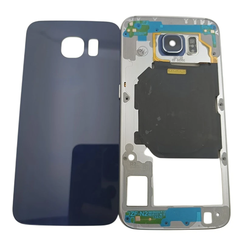 

Full Housing Case Middle Frame Bezel Plate for Samsung Galaxy S6 G920 Chassis Housing with Button+Glass Battery Cover Replace
