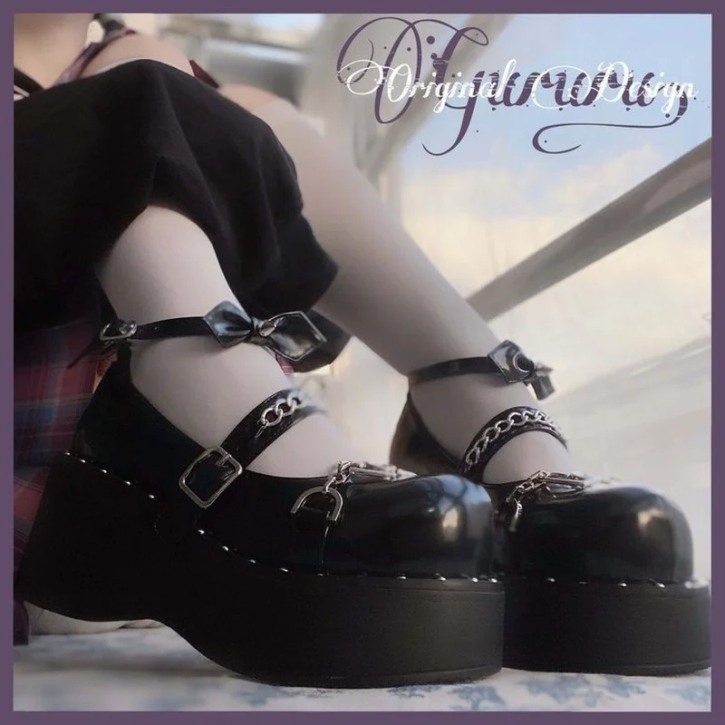 

TSTCTB Brand New Sweet Cute Mary Janes Women's Pumps Wedges High Heels Platform Pumps Female Gothic Girls Lolita Punk Shoes