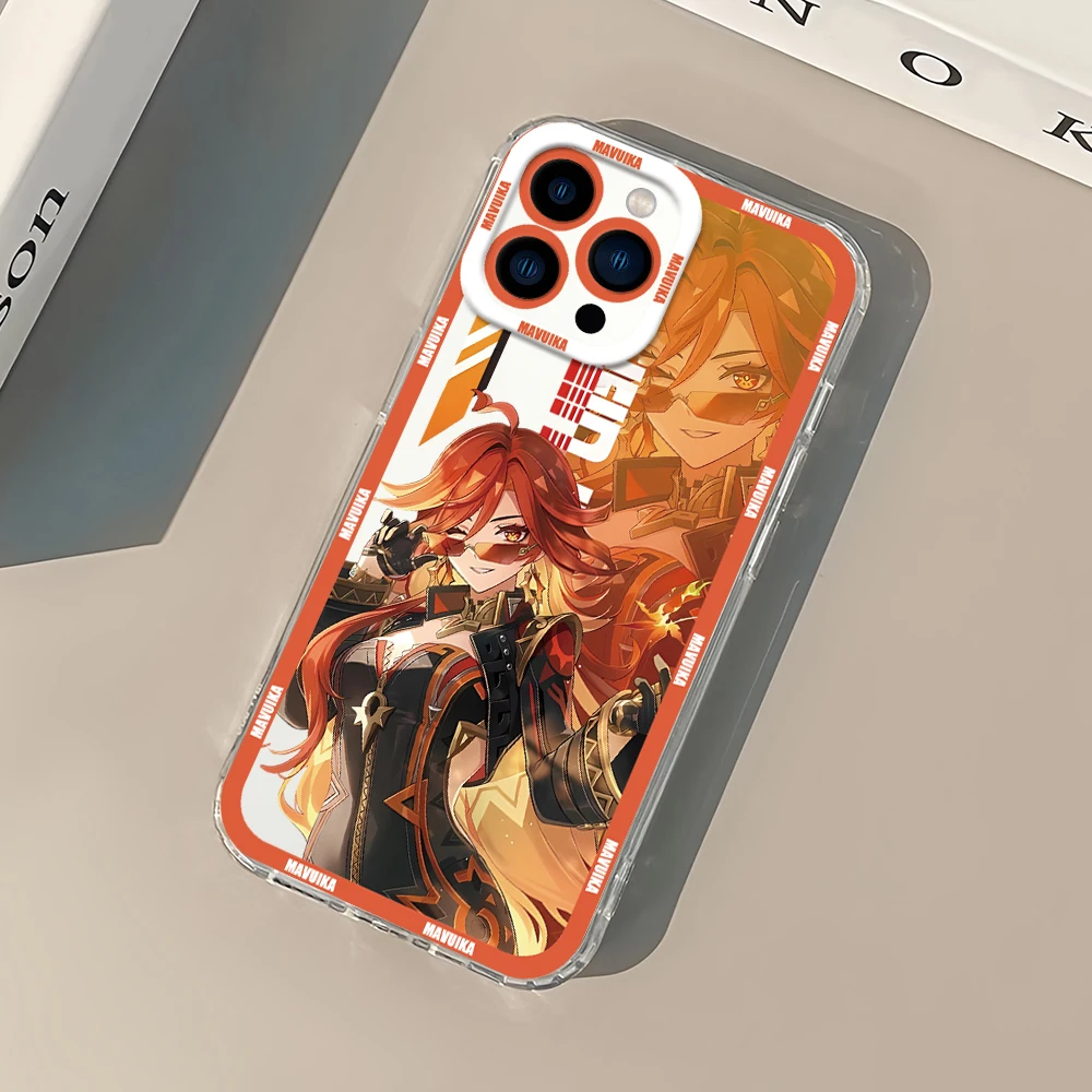 Фото Игра Genshin Impact MAVUIKA для Samsung Galaxy A 15 54 55 S23 S24 S25 4G 5G Ultra Plus Fe Cover Transparent Bezel Shell №4