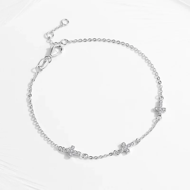 TONGZHE Роскошный браслет с крестом для женщин стерлинговое серебро 925 пробы