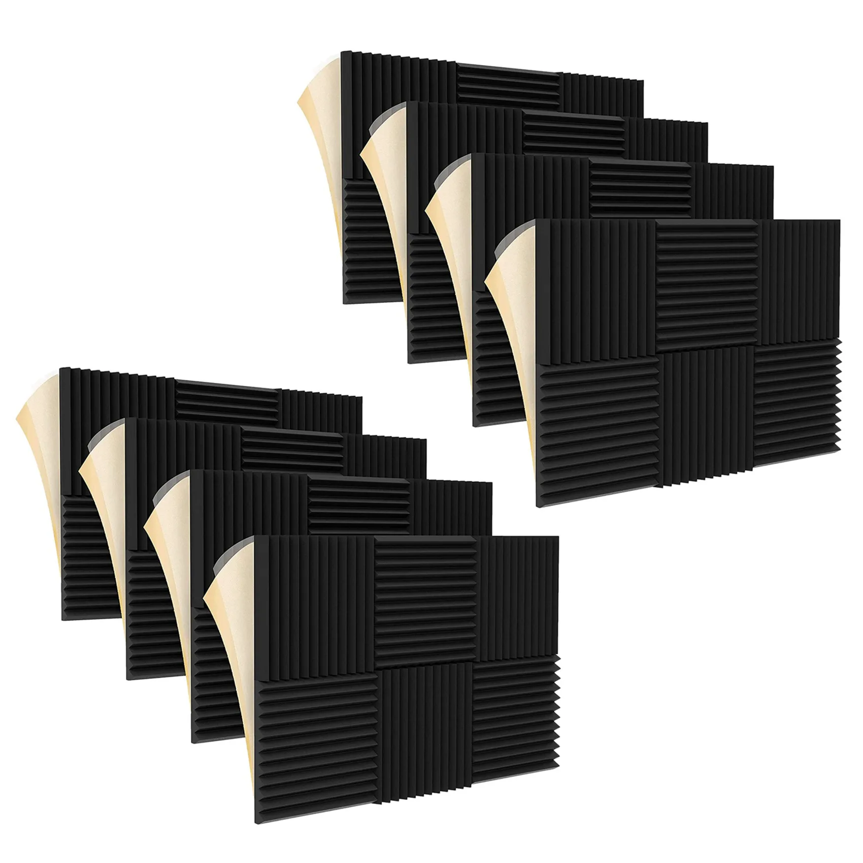 

48Pack Sound Proof Foam Panels,Acoustic Foam Panels with High Soundproof,Self Adhesive and Elasticity,1X12X12Inch
