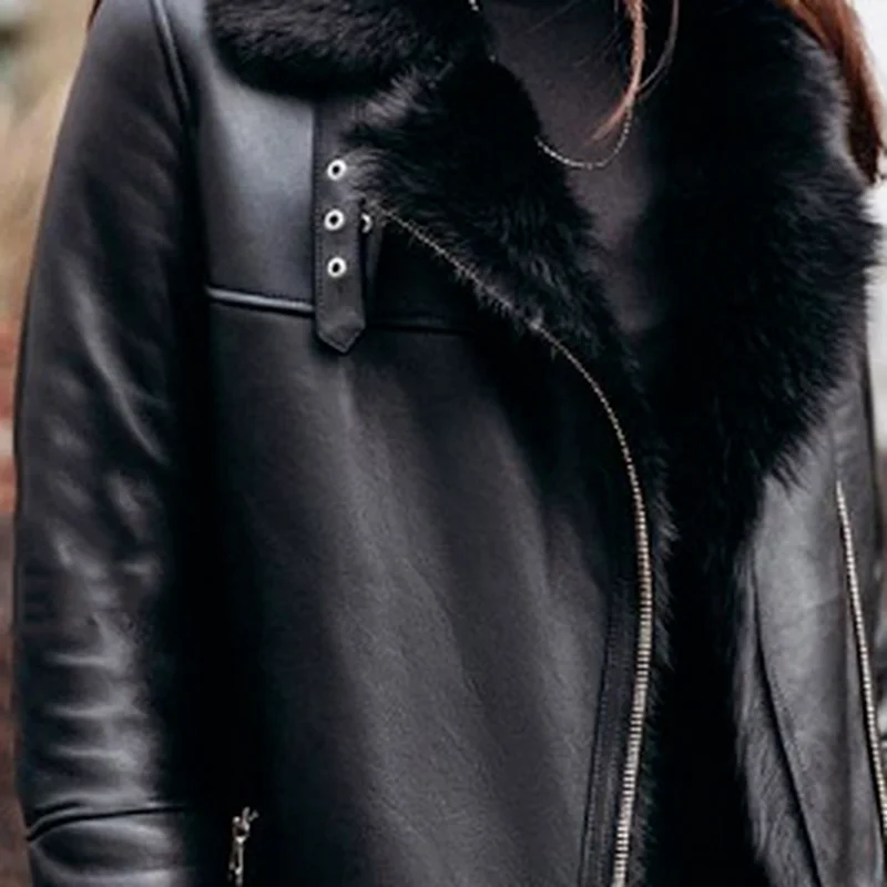 Women's Winter Fashion Fur Collar Thickened Artificial Leather 2022 Fake Fur Jacket New Casual Jacket Winter Coat Women Elegant